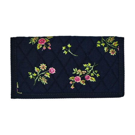 Midnight Rose Quilted Bi-Fold Checkbook Cover Wallet 3.75" x 7"