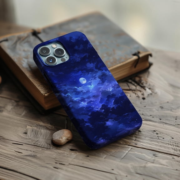 Midnight Sky Full Moon Phone Case For iPhone Samsung Pixel Shockproof Hard Shell Dark Night Design Gift