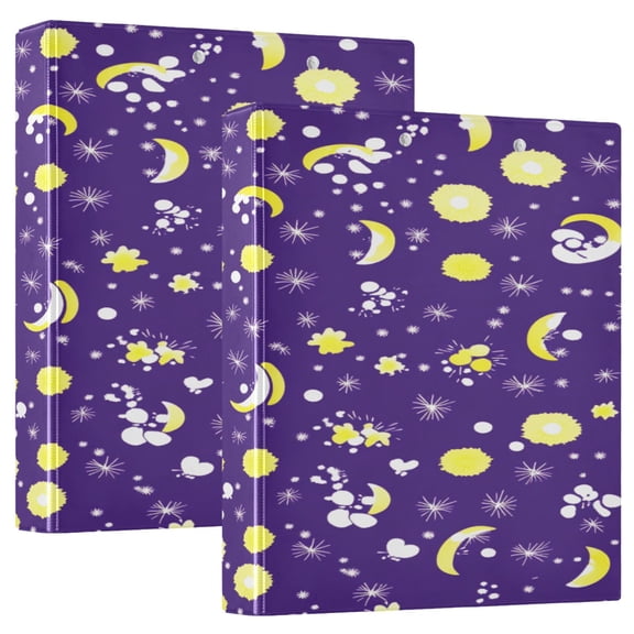 Midnight Star 12.4x10.6in PVC Round Ring Binder, D-Ring 3-Hole, Metal Clip, 200 Sheets