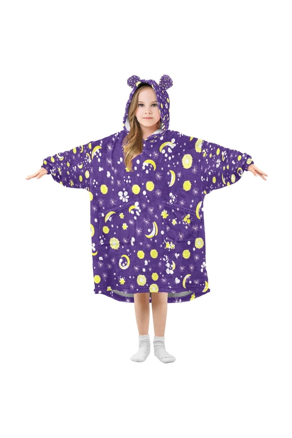 Midnight Star Wearable Blankets Hoodie Oversize Sherpa Wearable Soft Blanket Warm Cozy 3-14 Age
