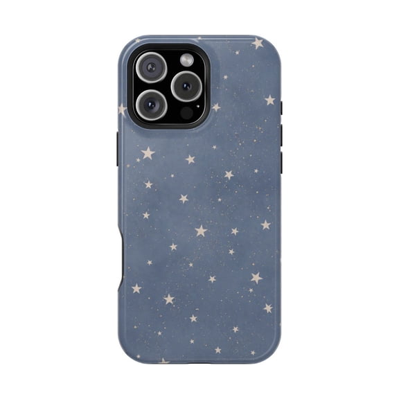 Midnight Stardust Magnetic Tough Phone Case, Celestial Glitter Style Dual Layer Protective Cover Compatible with iPhone 13