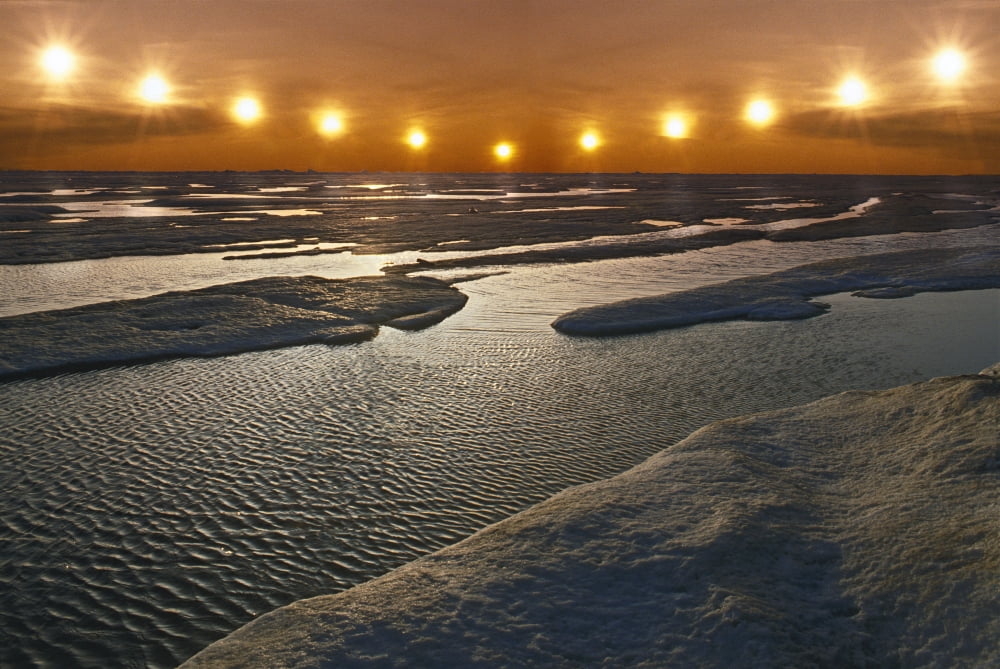 Midnight Sun Multiple Exposure Arctic Alaska Nice Floating Summer Sunset Composite Canvas Art - Composite Image Design Pics (34 x 22)