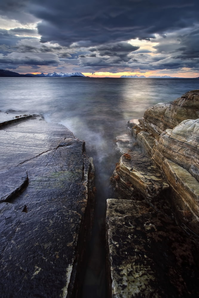 Midnight Sun over Vagsfjorden in Troms County Norway Canvas Art - Arild HeitmannStocktrek Images (12 x 18)