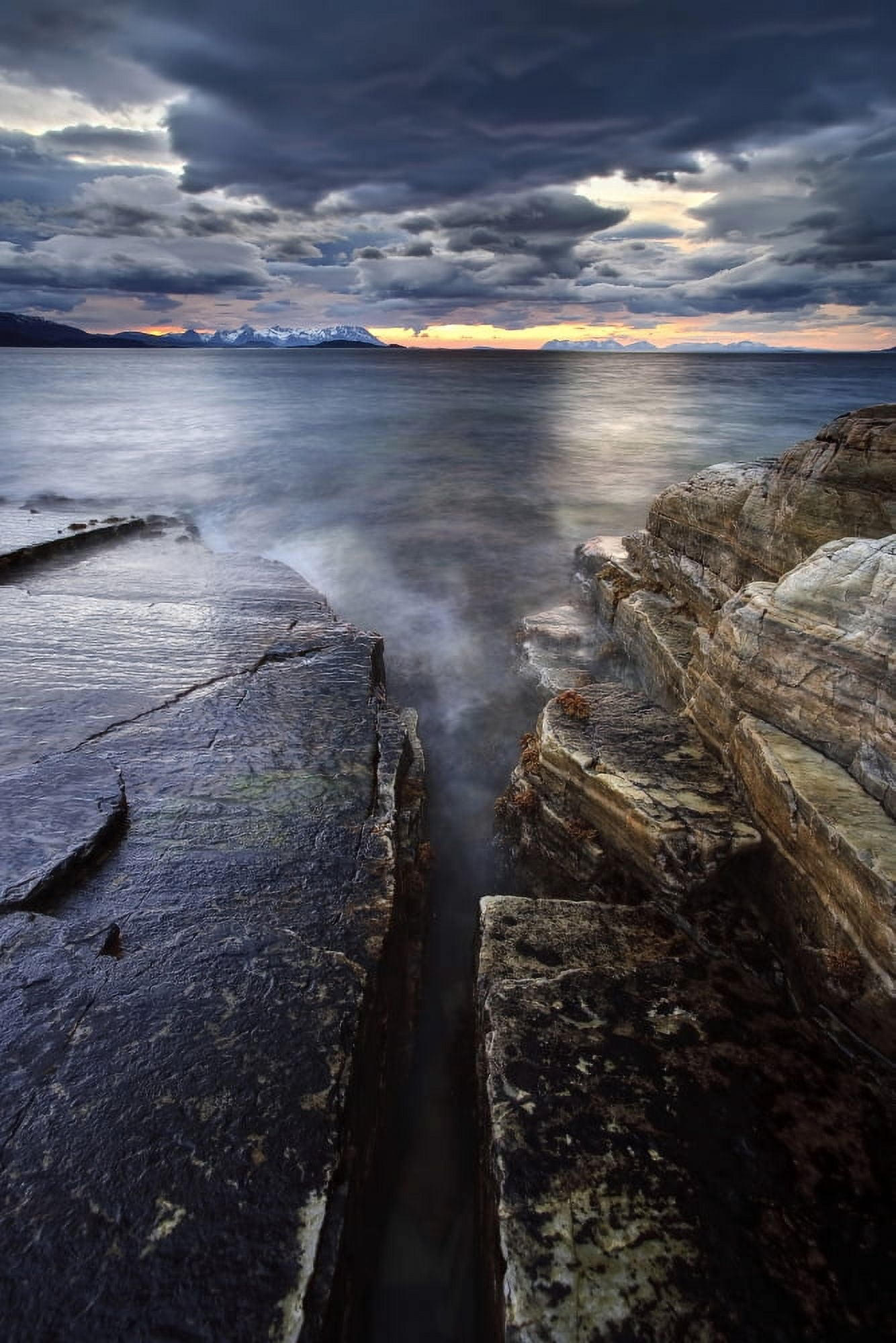 Midnight Sun over Vagsfjorden in Troms County Norway Canvas Art - Arild HeitmannStocktrek Images (23 x 35)