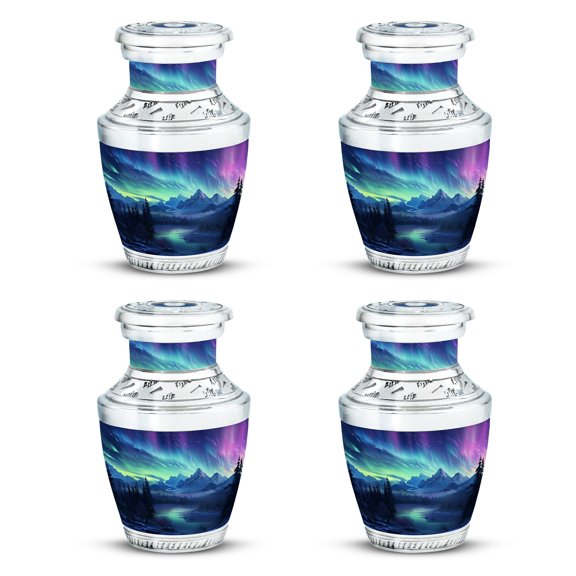 Midnight Symphony over Mountain Lake - Creamation Urns - Modern Urn for Ashes - Sleek and Stylish - Unisex Adult Size - 3 Inch, Set Of 4