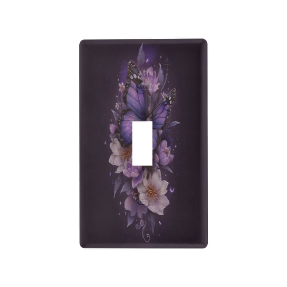 Midnight Violet Wings Decorative Wall Plate, Flame Retardant PC Plastic Light Switch & Outlet Cover with Mounting Screws Fits Toggle Switch