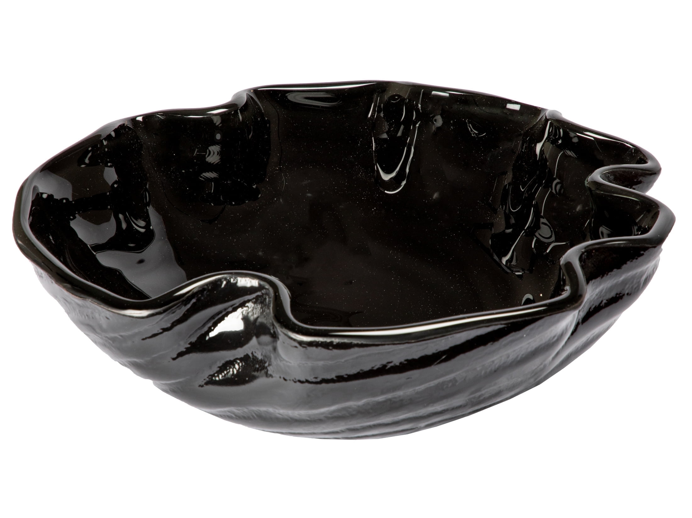 Midnight Wave 16.25'' Black Tempered Glass Vessel Sink