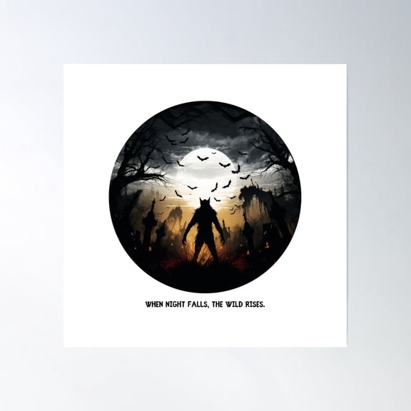 Midnight Werewolf Poster Wall Art, Modern Wall Decor, 24x24 UNFRAMED