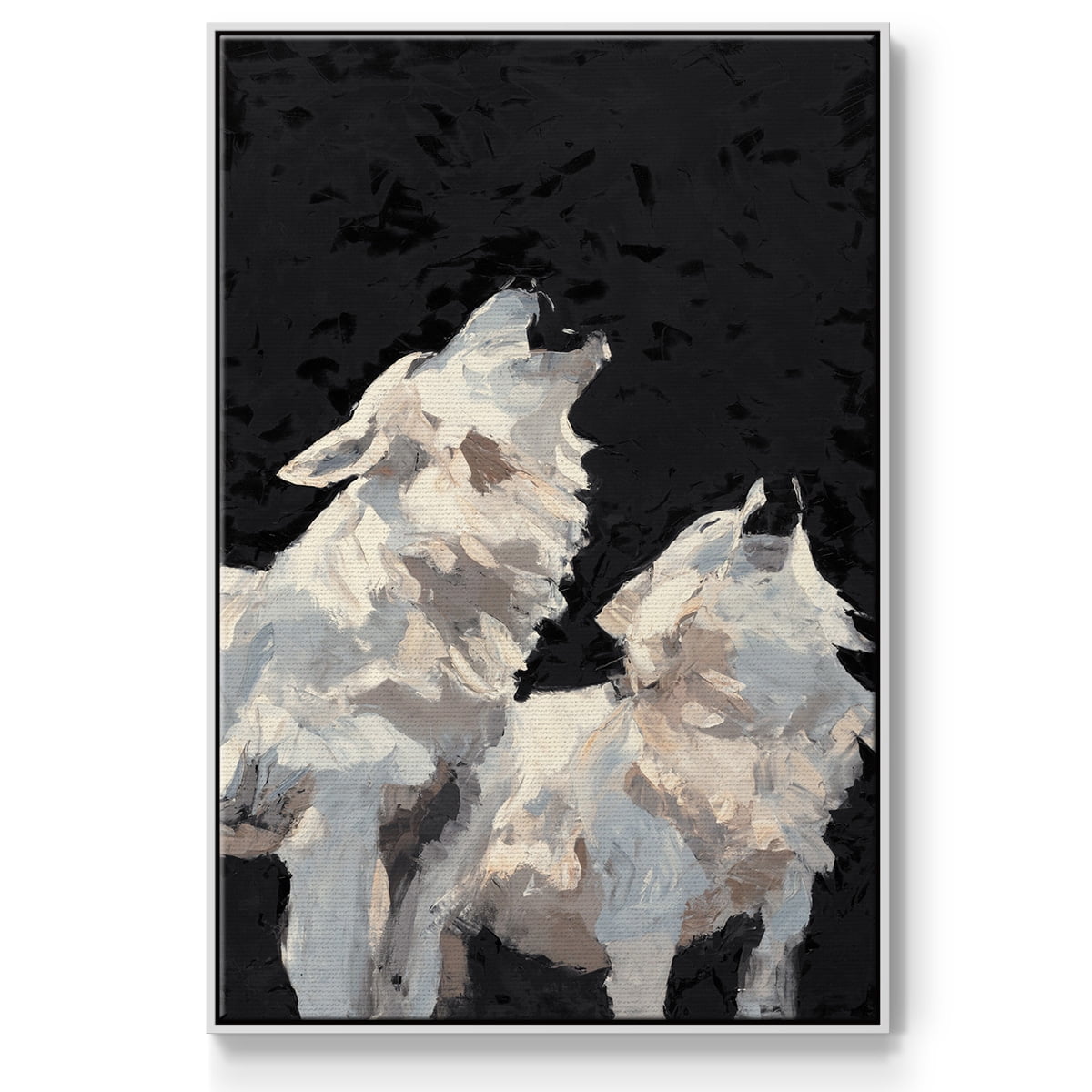 Midnight Wolves Framed Premium Gallery Wrapped Canvas - Ready to Hang - 17 x 25 - White Floating Frame