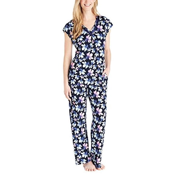 Midnight by Carole Hochman Womens 2 Piece Super Soft Pajama Set (Blue Print, X-Large)