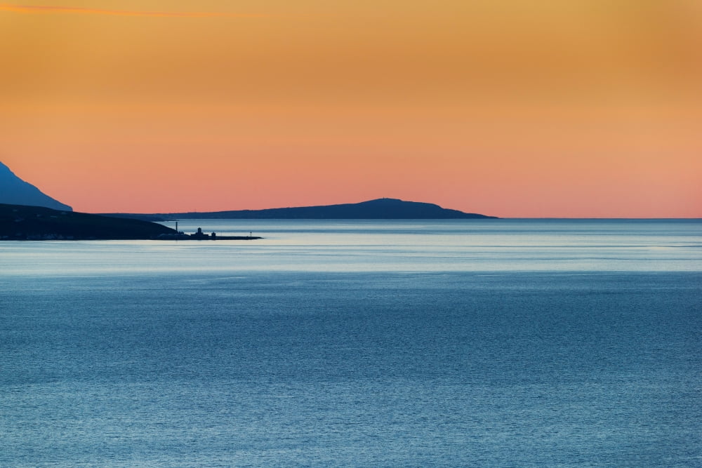 Midnight sun over Hrisey Island Eyjafjordur Akureyri Island Canvas Art - Panoramic Images (36 x 12)