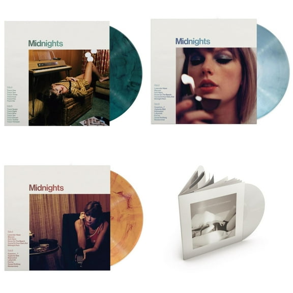 Midnights (X) (Jade Green LP Vinyl) & Midnights (X) (Moonstone Blue LP Vinyl) & Midnights (X) (Blood Moon LP Vinyl) & Tortured Poets Department (X) (Ghosted White Vinyl/2LP/Manuscript- Bonus Track)