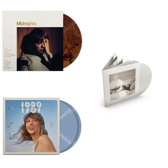 Midnights (X) (Mahogany Color LP Vinyl) & 1989 (Taylor's Version) (2LP/Crystal Skies Blue Vinyl) & Tortured Poets Department (X) (Ghosted White Vinyl/2LP/Manuscript- Bonus Track)