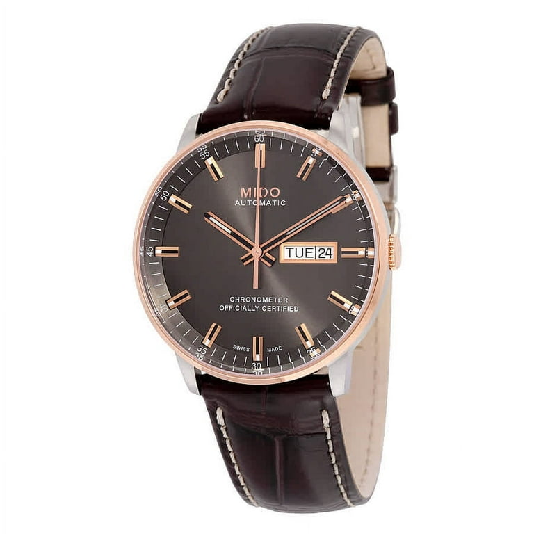 Mido Commander II Grey Dial Maroon Leather Men s Watch