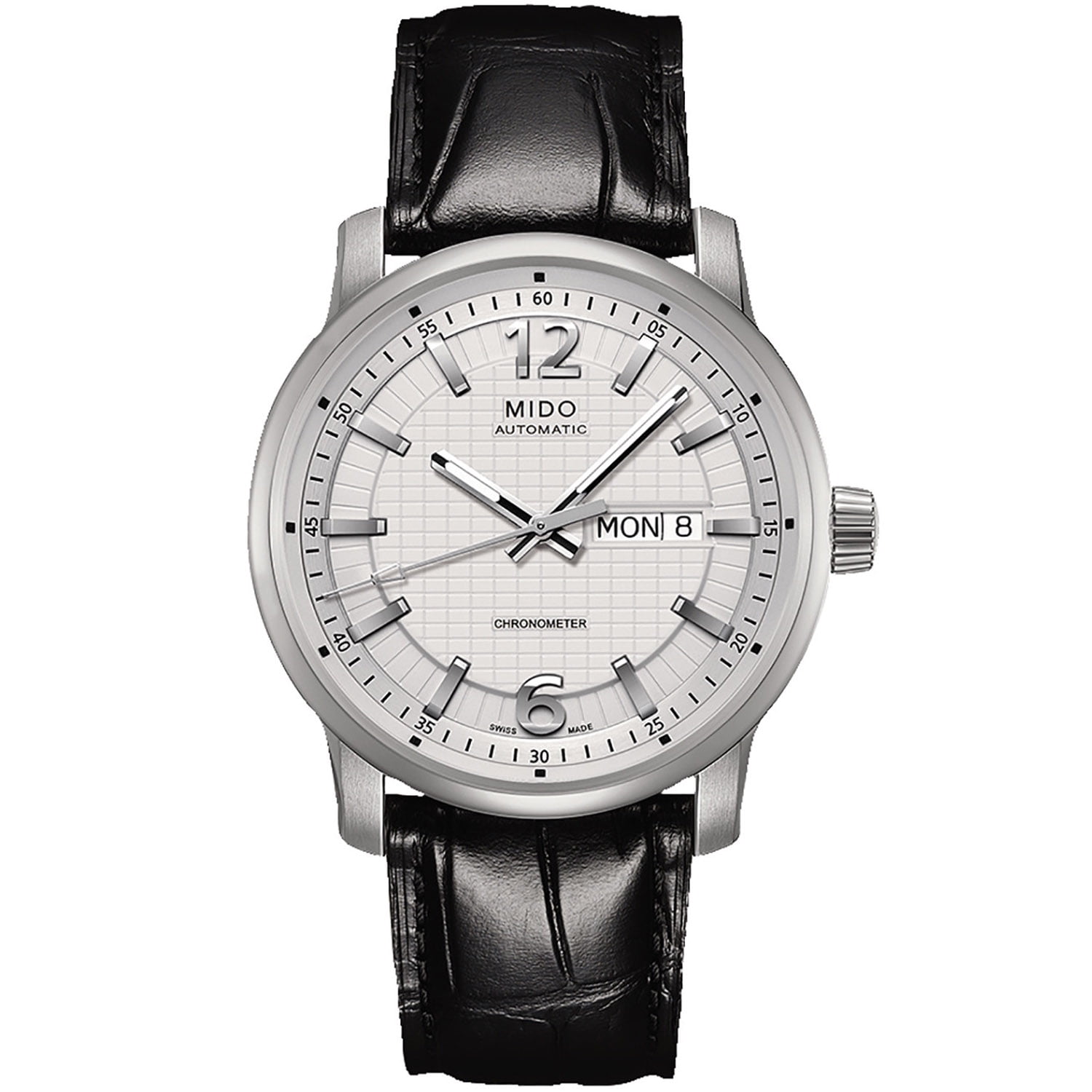 Mido Great Wall Automatic Silver Dial Black Leather Mens Watch M0196311603700