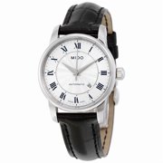 Mido Mens Baroncelli II 29mm Black Leather Band Steel Case Automatic White Dial Analog Watch M7600.4.21.4