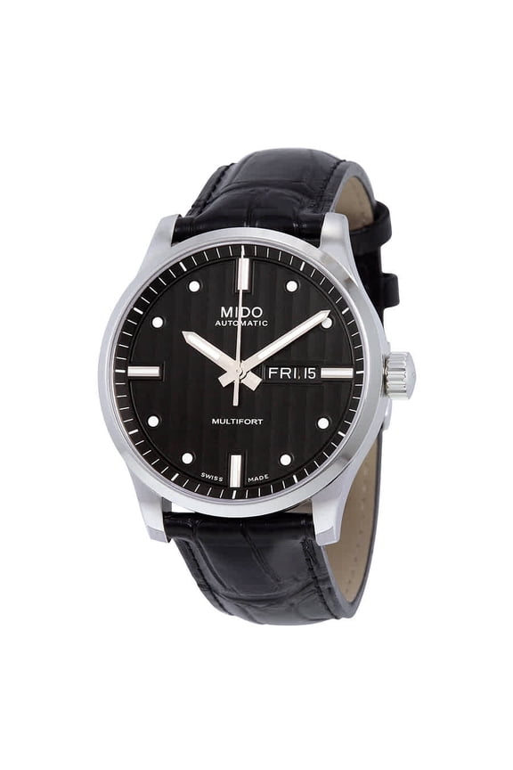 Multifort Automatic Black Dial Black Leather Mens Watch M0054301603181