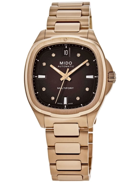 Multifort Automatic Brown Diamond Dial Rose Gold Tone Steel Women's Watch M049.307.33.296.00