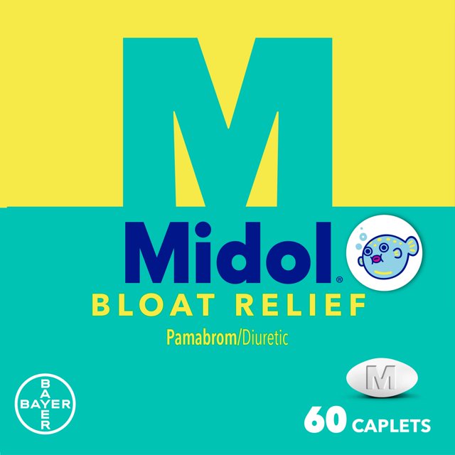 Midol Medicine, Bloating Relief Caplets, 60 Count for Bloat & Water