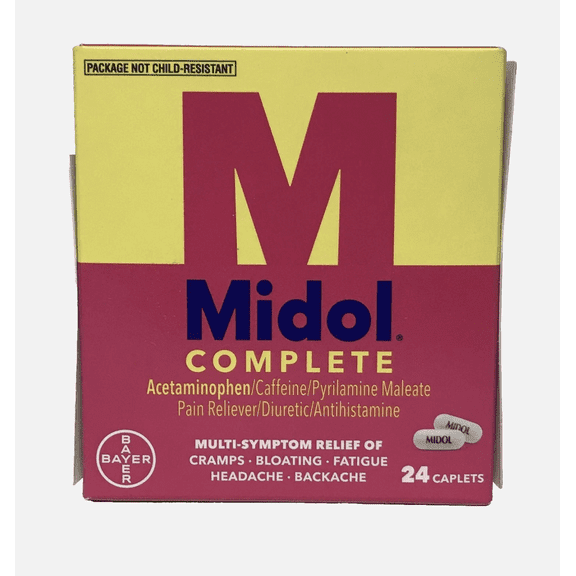 Midol Complete Maximum Strength Acetaminophen Menstrual Pain Reliever, 24 ct