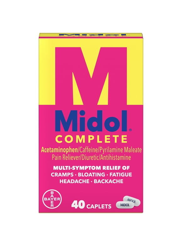 Midol Complete Menstrual Pain Relief Caplets with Acetaminophen, 40 ct