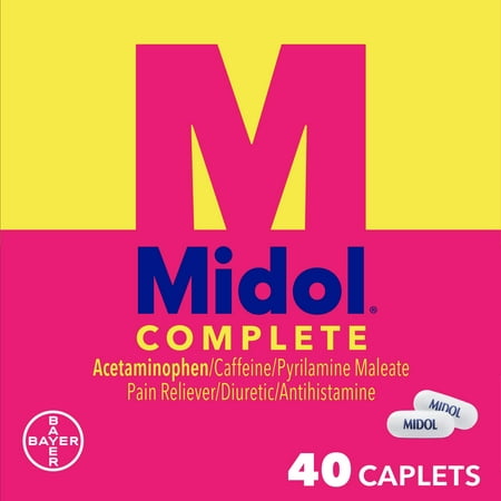 Midol Complete Menstrual Pain Relief Caplets with Acetaminophen, 40 Count