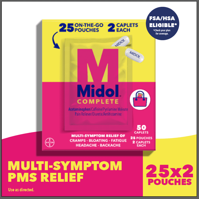 Midol Complete on The Go, For Relief of Menstrual Pain, 25 Pouches