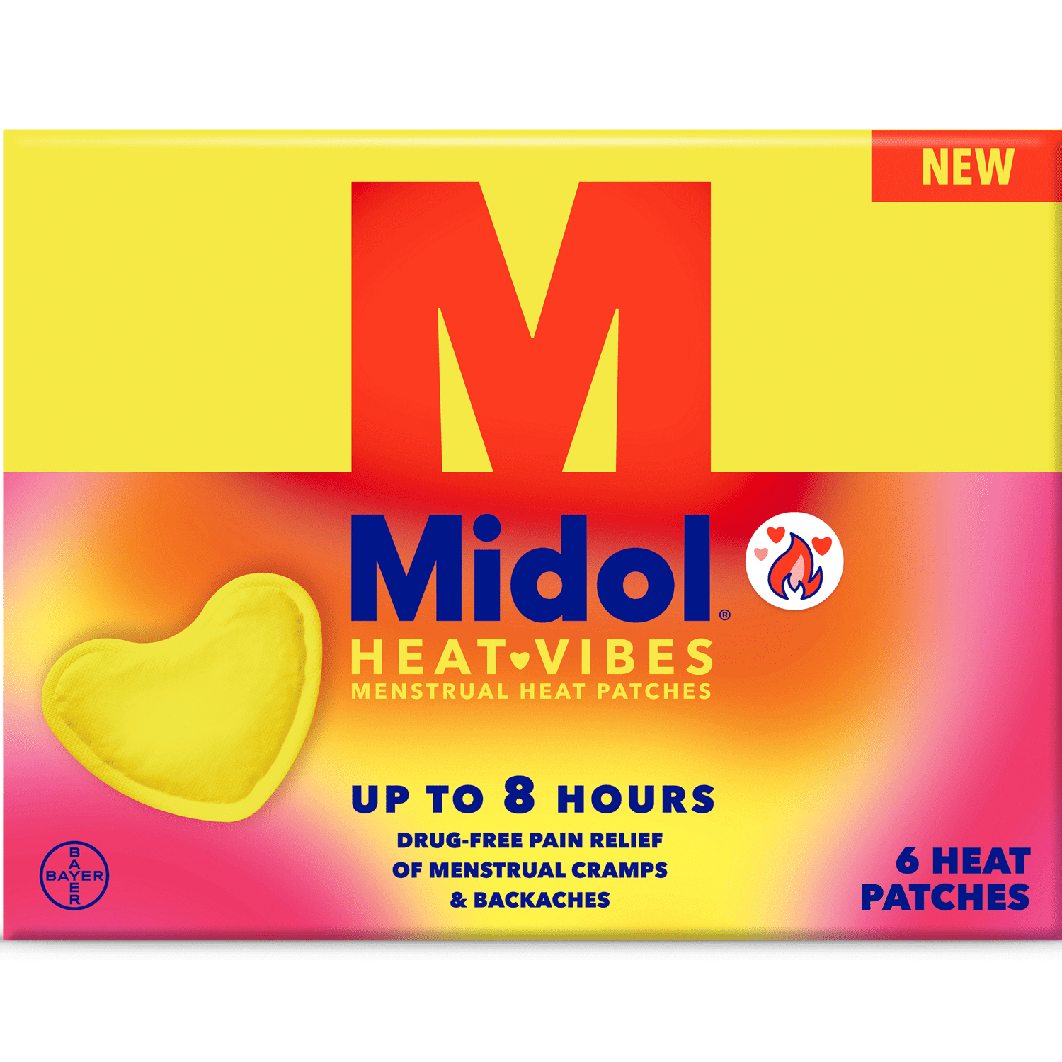 Midol Heat Vibes Menstrual Pain Relief Heat Patches, 6 Count