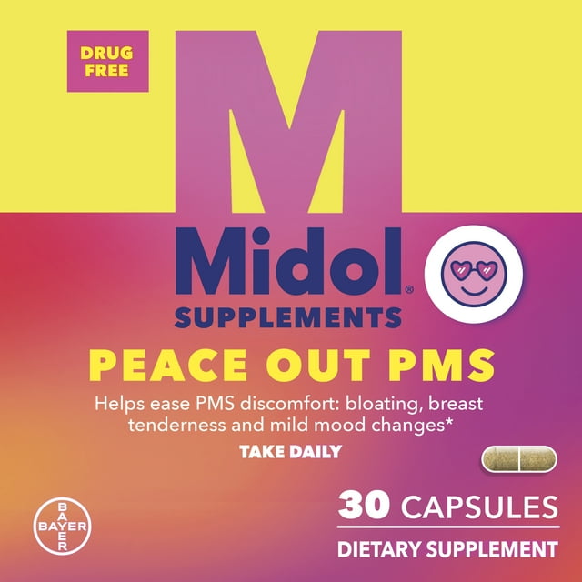 Midol Supplements Peace Out PMS, PMS Support Supplement, Formulated ...