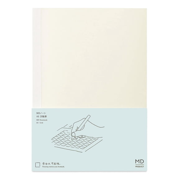 Midori MD Notebooks - A5, Grid, White