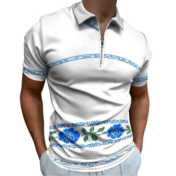 Midsommar Men Zipper T-shirt Summer Casual Short Sleeve T-shirt Top