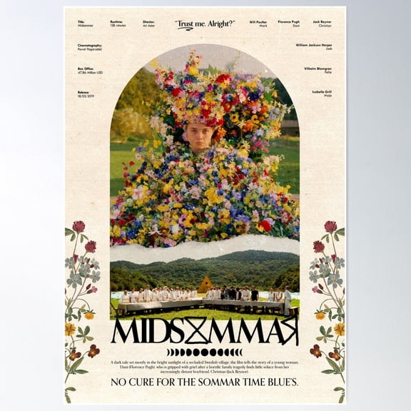Midsommar Movie Poster Poster Wall Art, Modern Wall Decor For Living Room Bedroom, 24x36 UNFRAMED