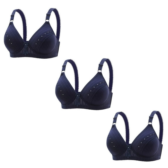 Midsumdr 3Pc Bras for Women Embroidered Floral Prined Glossy Comfortable Breathable Bras No Rims Full-Coverage Seamless Shapewear Bra for Everyday Wear