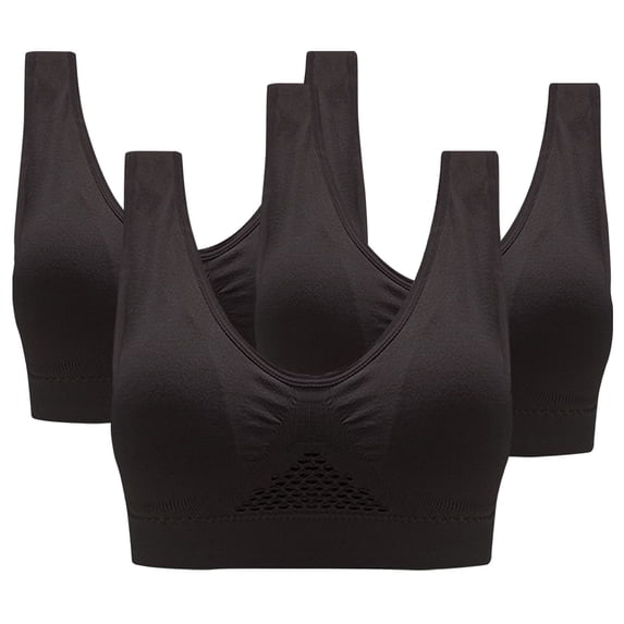 Midsumdr 3pc Sports Bra for Women Solid Color Support Yoga Running Underwears without Wire Free Side Mesh Comfortable Breathable Fit Traceless Sports Bra