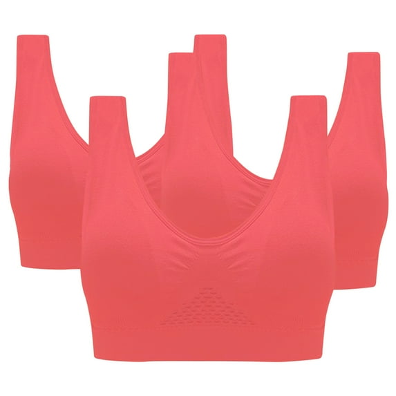 Midsumdr 3pc Sports Bra for Women Solid Color Support Yoga Running Underwears without Wire Free Side Mesh Comfortable Breathable Fit Traceless Sports Bra