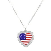 Midsumdr 4th of July Necklaces for Women Patriotic American Flag Heart Shape Necklace Red White and Blue Necklace Memorial Day Gift Jewelry Accessory