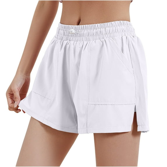 Midsumdr Athletic Shorts for Women Summer Loose Fit Solid Color Quick Dry Running Shorts Casual Breathable Elastic Waist Running Shorts with Pockets