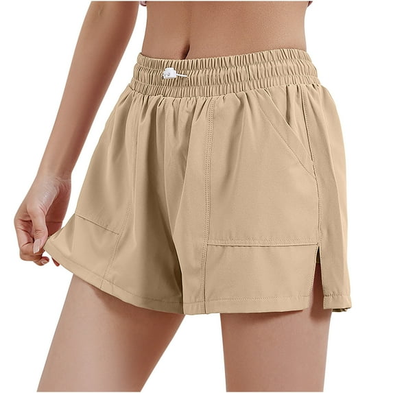 Midsumdr Athletic Shorts for Women Summer Loose Fit Solid Color Quick Dry Running Shorts Casual Breathable Elastic Waist Running Shorts with Pockets