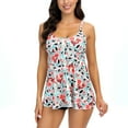 thumbnail image 1 of Midsumdr Bathing Suit for Women 2025 New Fashion Vintage Floral Printed V Neck Conservative Tankini Swimsuits Casual Plus Size Two Piece Set Swimwear with Shorts, 1 of 7