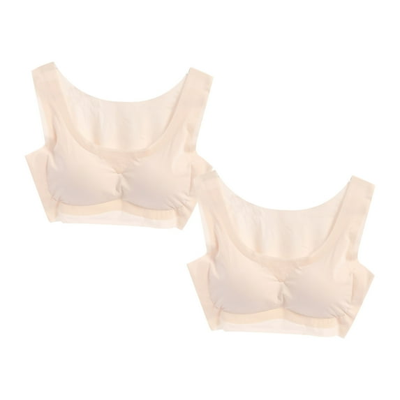 Midsumdr Bras for Women 2PC Traceless Comfortable No Steel Ring High Waisted Bras Loose Plus Size Elasticity Breathable Soft Comfortable Solid Color Everyday Bras