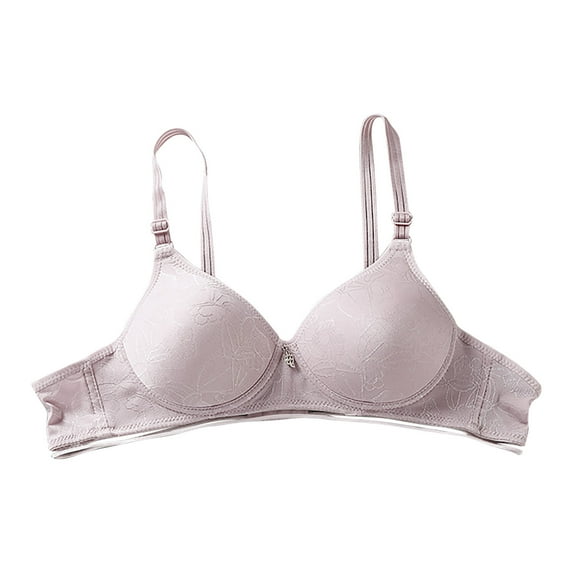 Midsumdr Bras for Women Floral Printing Gathered Together Brassiere Daily Bra Underwear No Rims