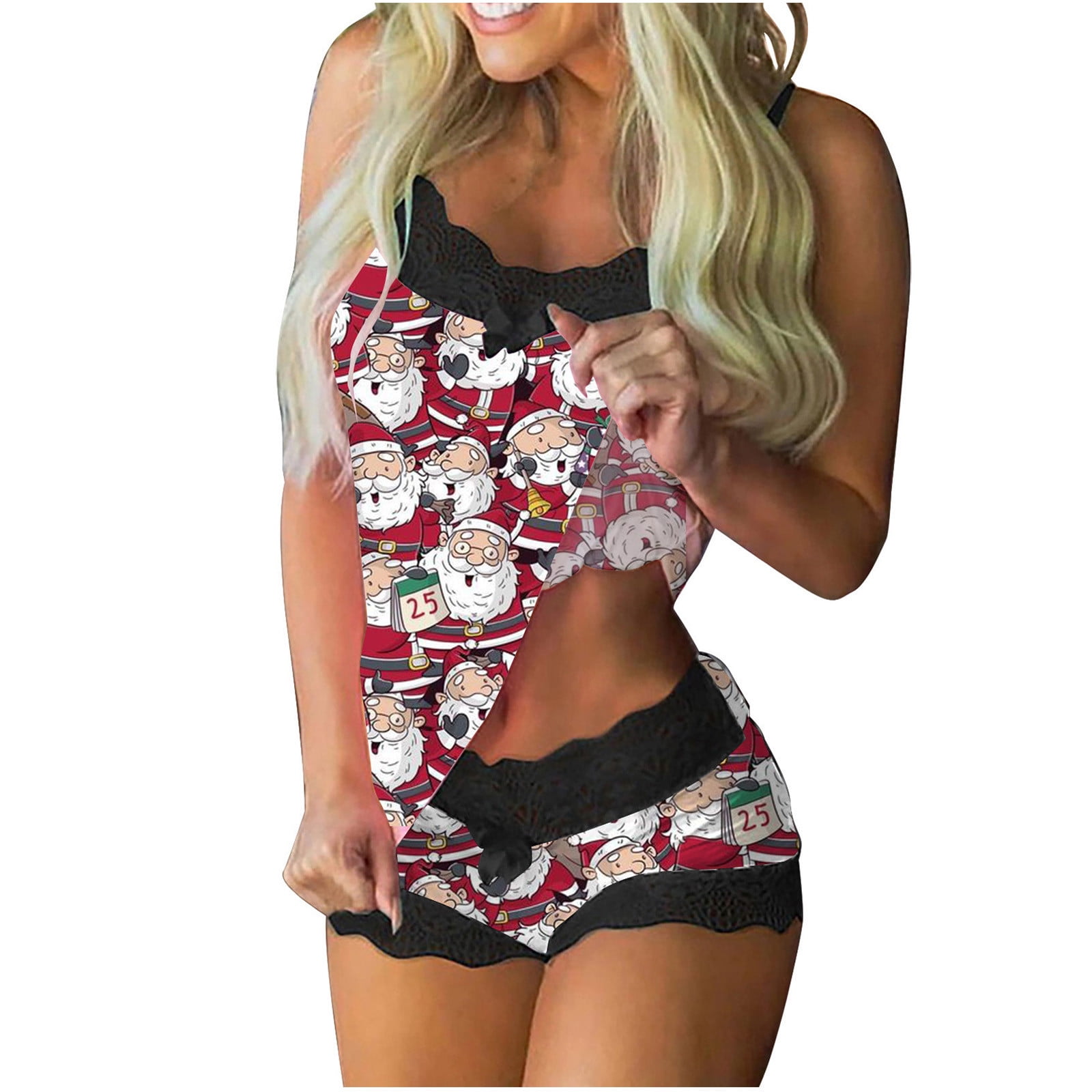 Midsumdr Christmas Pajamas for Women Sexy Cute Christmas Printing