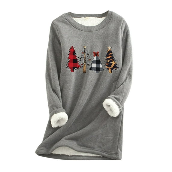 Midsumdr Christmas Sweatshirt for Women Winter Plus Size Long Sleeve Pullover Fuzzy Fleece Sweatshirt Casual Loose Warm Fuzzy Sweatshirt With Pockets on Clearance