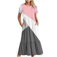 thumbnail image 1 of Midsumdr Dresses for Women 2025 Fashionable Short Sleeve Round Neck Geometry Printing Summer Dress Loose Plus Size Swing Pleated Maxi Dress, 1 of 4