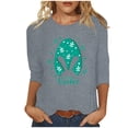 thumbnail image 1 of Midsumdr Easter Tops for Women Trendy Easter Spring Summer Round Neck 3/4 Sleeve Soft Blouse Tops Easter Eggs Cute Bunny Printed Loose Fit Tops, 1 of 4