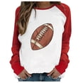thumbnail image 1 of Midsumdr Fall Clothes for Women 2025 Fashion Lightweight Round Neck Long Sleeve Sweatshirt Rugby Football Printing Casual Spliced T-shirt on Clearance, 1 of 3
