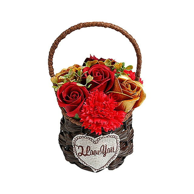 Midsumdr Flower Girl Basket,Artificial Flowers in Basket Fake Plants