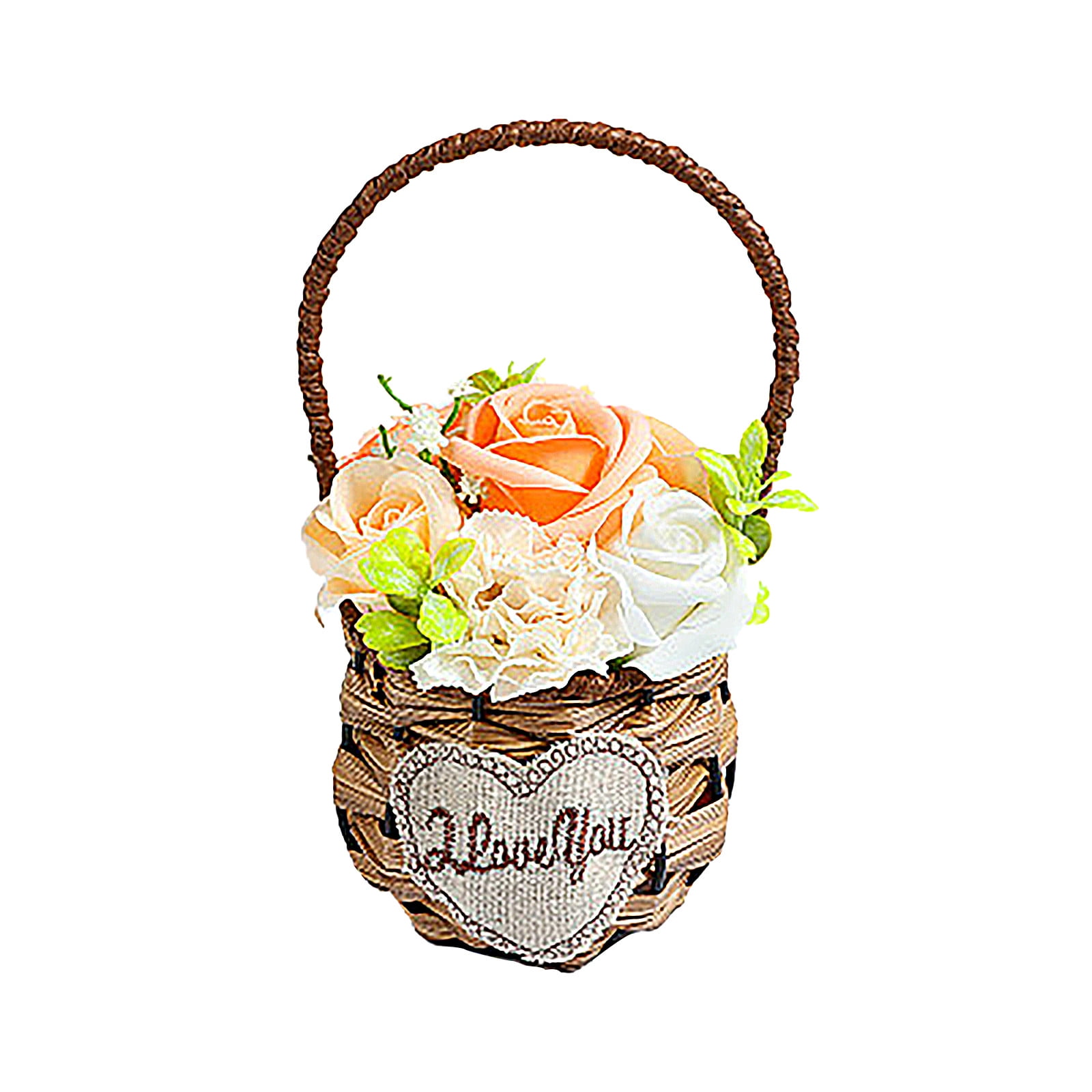 Midsumdr Flower Girl Basket,Artificial Flowers in Basket Fake Plants