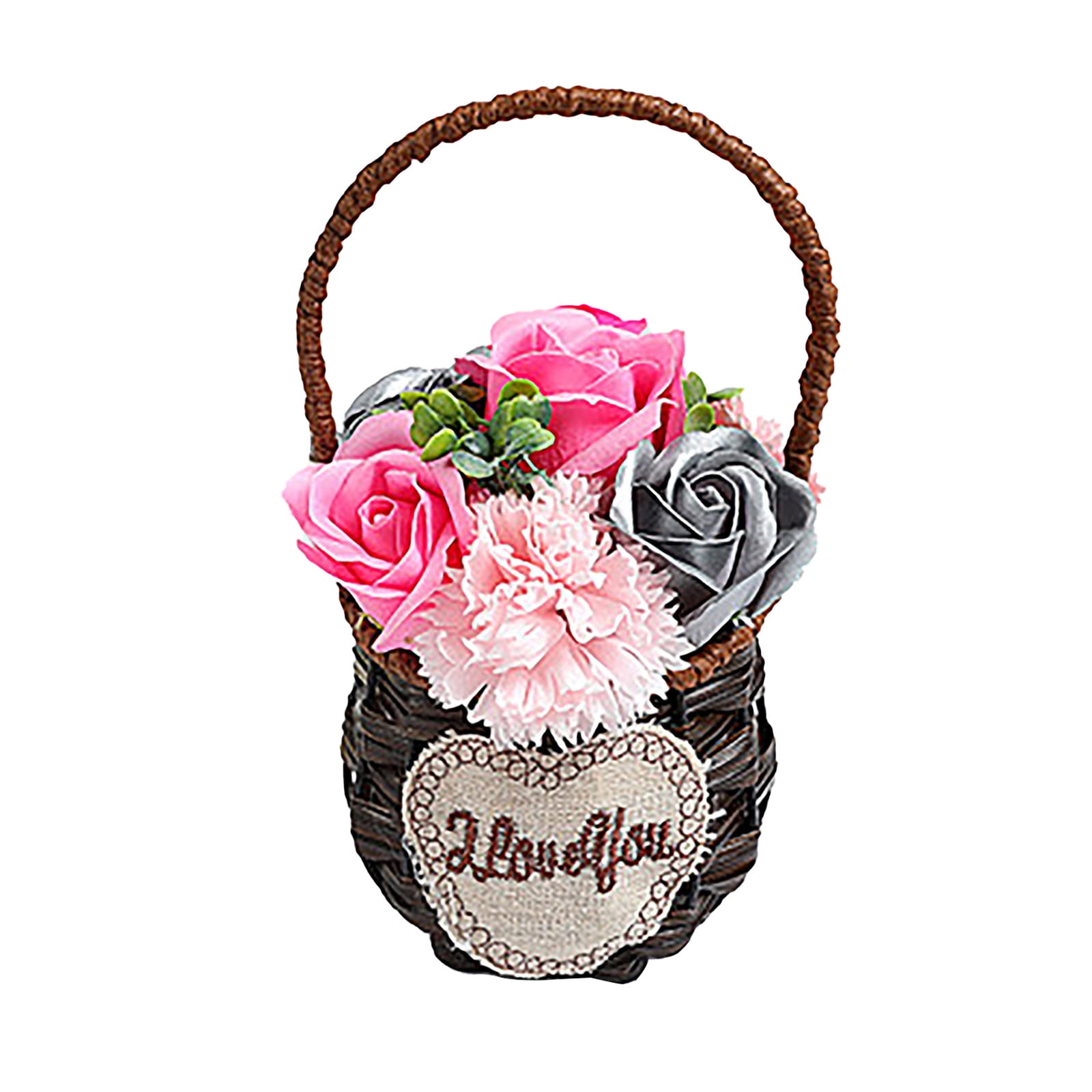 Midsumdr Flower Girl Basket,Artificial Flowers in Basket Fake Plants