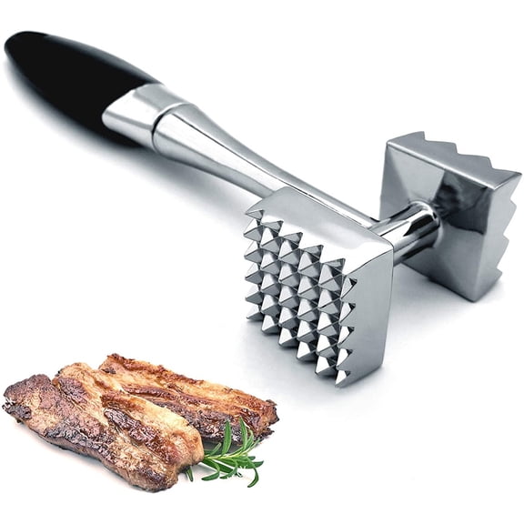 Midsumdr Grill Accessories Meat Tenderizer-Heavy Duty Hammer Mallet Tool-Beef and Chicken Pounder-Solid Construction Dual Sided with Smooth & Textured Surface, Soft Grip Handle, Black Outdoor Grill